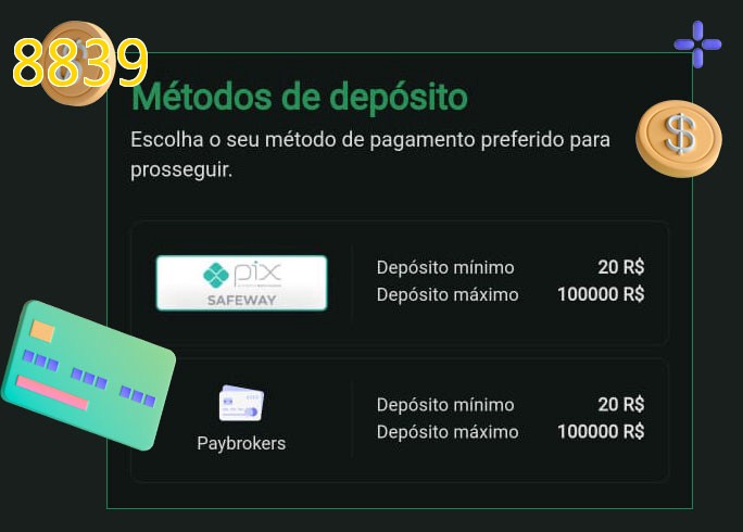O cassino 8839bet oferece uma grande variedade de métodos de pagamento